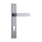 Door Lever Bronte Rectangular Euro Brushed Chrome CTC85mm H240xW38xP65mm in Brushed Chrome