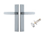 Door Lever Bronte on Long Backplate Brushed Chrome L117xP53mm BPH240xW38mm Passage Kit Tube Latch Split Cam 'T' Striker Brushed Chrome Backset 60mm in Brushed Chrome