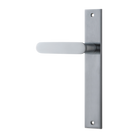 Door Lever Bronte Rectangular Latch Left Hand Fixed Brushed Chrome L117xP53mm BPH240xW38mm in Brushed Chrome