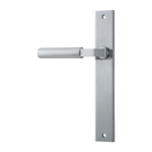 Door Lever Berlin Rectangular Latch Left Hand Fixed Brushed Chrome L120xP57mm BPH240xW38mm in Brushed Chrome