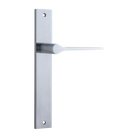 Door Lever Como Rectangular Latch Right Hand Fixed Brushed Chrome L119xP59mm BPH240xW38mm in Brushed Chrome