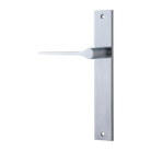 Door Lever Como Rectangular Latch Left Hand Fixed Brushed Chrome L119xP59mm BPH240xW38mm in Brushed Chrome