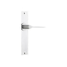 Door Lever Como Chamfered Latch Brushed Chrome H240xW50xP61mm in Brushed Chrome