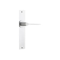 Door Lever Como Chamfered Latch Brushed Chrome H240xW50xP61mm in Brushed Chrome