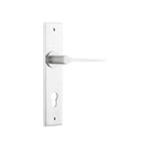 Door Lever Como Chamfered Euro Brushed Chrome H240xW50xP61mm in Brushed Chrome
