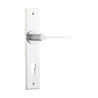 Door Lever Como Chamfered Euro Brushed Chrome H240xW50xP61mm in Brushed Chrome