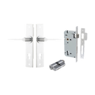 Door Lever Como Chamfered Euro Pair Brushed Chrome CTC85mm L119xP61mm BPH240xW50mm Mortice Lock Euro Brushed Chrome CTC85mm Backset 60mm, Euro Cylinder Dual Function 5 Pin Brushed Chrome 65mm KA4 in Brushed Chrome