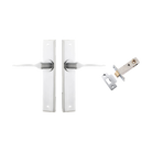 Door Lever Como Chamfered Brushed Chrome L119xP61mm BPH240xW50mm Passage Kit Tube Latch Split Cam 'T' Striker Brushed Chrome Backset 60mm in Brushed Chrome