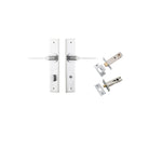 Door Lever Como Chamfered Privacy Brushed Chrome CTC85mm L119xP61mm BPH240xW50mm Privacy Kit Tube Latch Split Cam 'T' Striker Brushed Chrome Backset 60mm, Privacy Bolt Round Bolt Brushed Chrome Backset 60mm in Brushed Chrome