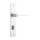Door Lever Como Chamfered Privacy Brushed Chrome H240xW50xP61mm in Brushed Chrome