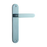 Door Lever Bronte  on Long Backplate Brushed Chrome H237xW40xP56mm in Brushed Chrome