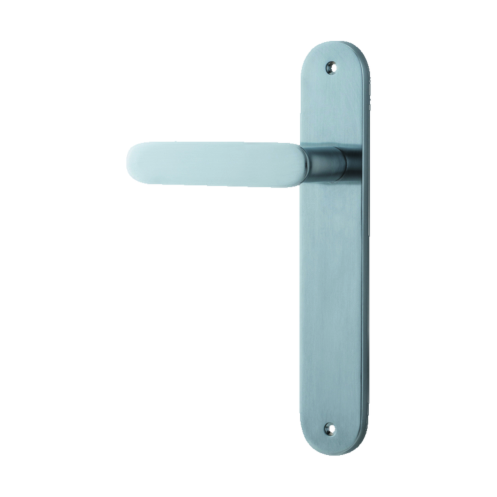 Door Lever Bronte  on Long Backplate Brushed Chrome H237xW40xP56mm - Left Hand Lever Fixed in Brushed Chrome
