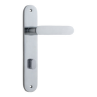 Door Lever Bronte Oval Privacy Brushed Chrome CTC85mm H237xW40xP56mm in Brushed Chrome