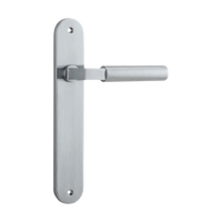Door Lever Berlin Oval Latch Brushed Chrome H237xW40xP57mm in Brushed Chrome