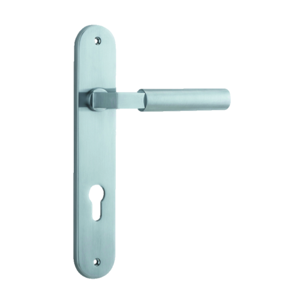 Door Lever Berlin Oval Euro Brushed Chrome CTC85mm H237xW40xP57mm in Brushed Chrome
