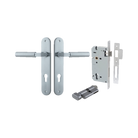 Door Lever Berlin Oval Euro Pair Brushed Chrome CTC85mm L120xP57mm BPH240xW40mm Mortice Lock Euro Brushed Chrome CTC85mm Backset 60mm, Euro Cylinder Key Thumb 5 Pin Brushed Chrome 65mm KA4 in Brushed Chrome