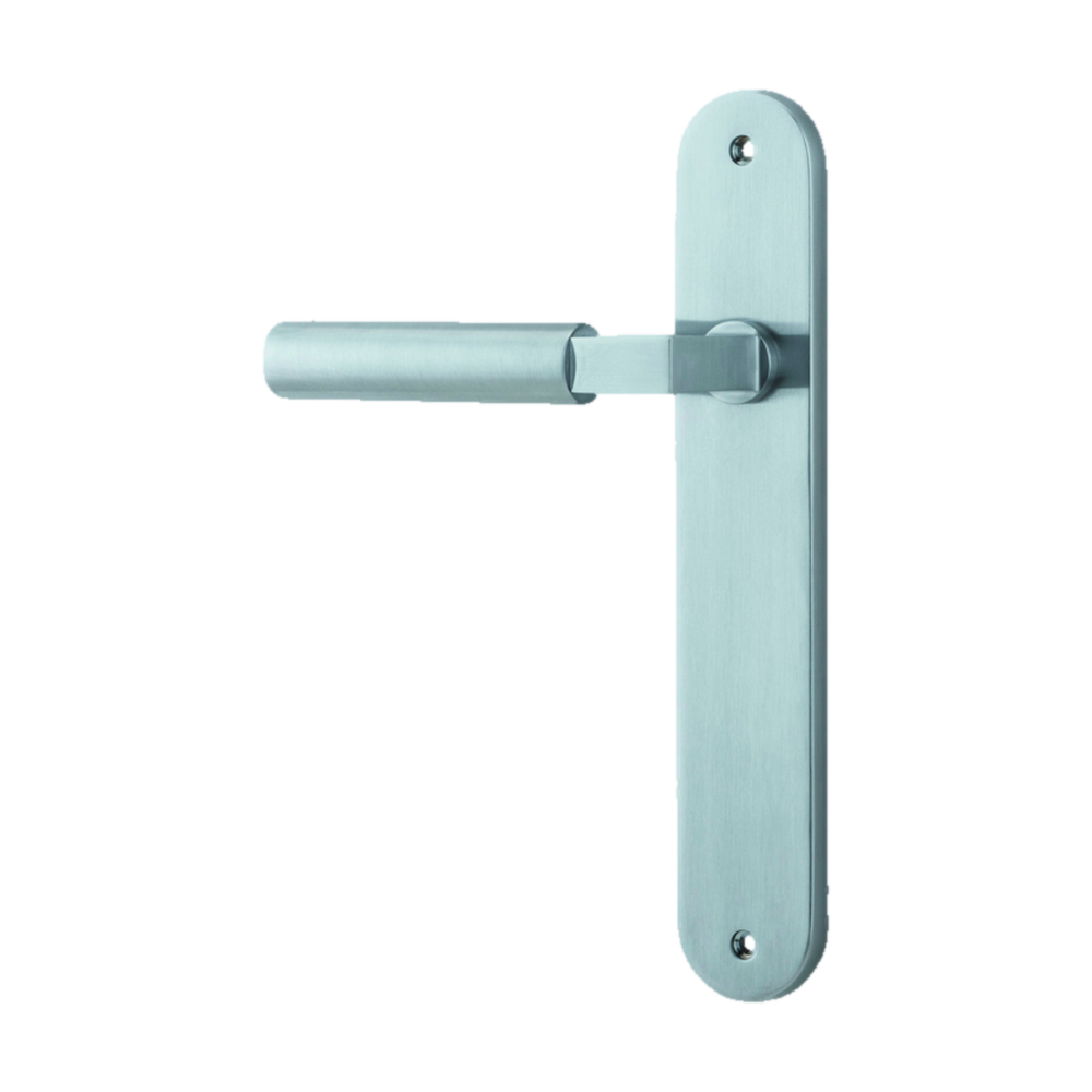 Door Lever Berlin Oval Latch Left Hand Fixed Brushed Chrome L120xP57mm BPH240xW40mm in Brushed Chrome