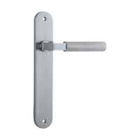 Door Lever Brunswick Oval Latch Brushed Chrome H237xW40xP60mm in Brushed Chrome