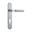 Door Lever Brunswick Oval Euro Brushed Chrome CTC85mm H237xW40xP60mm in Brushed Chrome