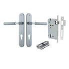 Door Lever Brunswick Oval Euro Pair Brushed Chrome CTC85mm L120xP57mm BPH240xW40mm Mortice Lock Euro Brushed Chrome CTC85mm Backset 60mm, Euro Cylinder Dual Function 5 Pin Brushed Chrome 65mm KA4 in Brushed Chrome