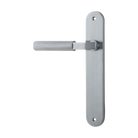 Door Lever Brunswick Oval Latch Left Hand Fixed Brushed Chrome L120xP57mm BPH240xW40mm in Brushed Chrome