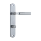 Door Lever Brunswick Oval Privacy Brushed Chrome CTC85mm H237xW40xP60mm in Brushed Chrome