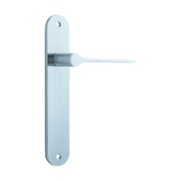Door Lever Como Oval Latch Brushed Chrome H240xW40xP59mm in Brushed Chrome