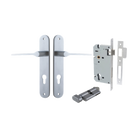 Door Lever Como Oval Euro Pair Brushed Chrome CTC85mm L119xP59mm BPH240xW40mm Mortice Lock Euro Brushed Chrome CTC85mm Backset 60mm, Euro Cylinder Key Thumb 5 Pin Brushed Chrome 65mm KA4 in Brushed Chrome