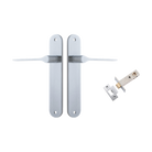 Door Lever Como Oval Brushed Chrome L119xP59mm BPH240xW40mm Passage Kit Tube Latch Split Cam 'T' Striker Brushed Chrome Backset 60mm in Brushed Chrome