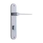 Door Lever Como Oval Privacy Brushed Chrome CTC85mm H240xW40xP59mm in Brushed Chrome
