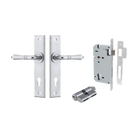 Door Lever Sarlat Chamfered Euro Pair Brushed Chrome CTC85mm L111xP55mm BPH240xW50mm Mortice Lock Euro Brushed Chrome CTC85mm Backset 60mm, Euro Cylinder Dual Function 5 Pin Brushed Chrome 65mm KA4 in Brushed Chrome