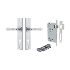 Door Lever Sarlat Chamfered Euro Pair Brushed Chrome CTC85mm L111xP55mm BPH240xW50mm Mortice Lock Euro Brushed Chrome CTC85mm Backset 60mm, Euro Cylinder Key Thumb 5 Pin Brushed Chrome 65mm KA4 in Brushed Chrome