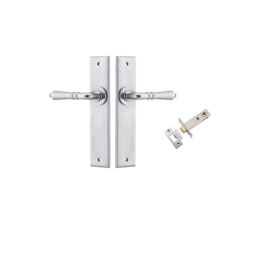 Door Lever Sarlat Chamfered Brushed Chrome L111xP55mm BPH240xW50mm Passage Kit Tube Latch Split Cam 'T' Striker Brushed Chrome Backset 60mm in Brushed Chrome