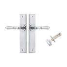 Door Lever Sarlat Chamfered Brushed Chrome L111xP55mm BPH240xW50mm Passage Kit Tube Latch Split Cam 'T' Striker Brushed Chrome Backset 60mm in Brushed Chrome