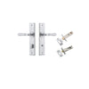 Door Lever Sarlat Chamfered Privacy Brushed Chrome CTC85mm L111xP55mm BPH240xW50mm Privacy Kit Tube Latch Split Cam 'T' Striker Brushed Chrome Backset 60mm, Privacy Bolt Round Bolt Brushed Chrome Backset 60mm in Brushed Chrome