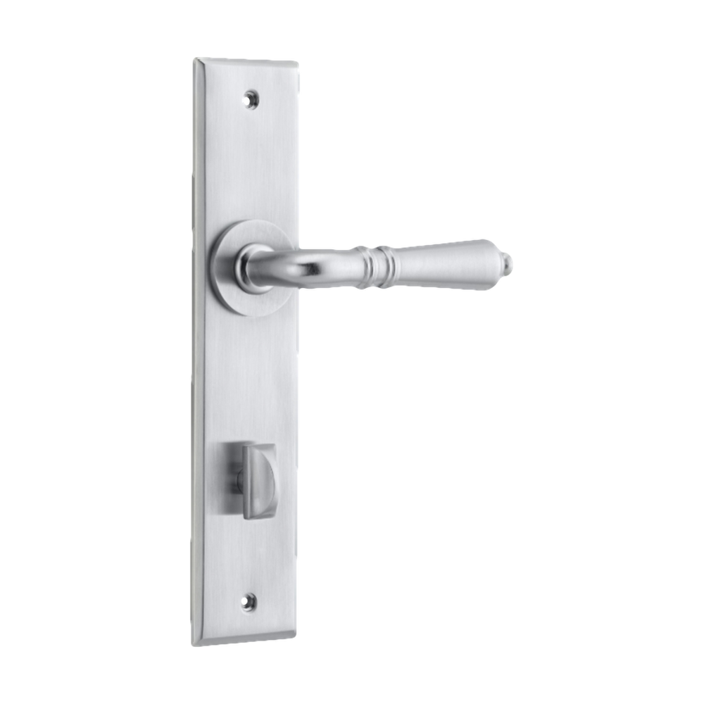 Sarlat Chamfered Privacy Brushed Chrome CTC85mm H240xW50xP55mm in Brushed Chrome