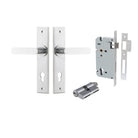 Door Lever Bronte Chamfered Euro Pair Brushed Chrome CTC85mm L117xP55mm BPH240xW50mm Mortice Lock Euro Brushed Chrome CTC85mm Backset 60mm, Euro Cylinder Dual Function 5 Pin Brushed Chrome 65mm KA4 in Brushed Chrome