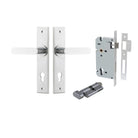 Door Lever Bronte Chamfered Euro Pair Brushed Chrome CTC85mm L117xP55mm BPH240xW50mm Mortice Lock Euro Brushed Chrome CTC85mm Backset 60mm, Euro Cylinder Key Thumb 5 Pin Brushed Chrome 65mm KA4 in Brushed Chrome
