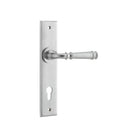 Door Lever Verona Chamfered Euro Brushed Chrome CTC85mm H240xW50xP59mm in Brushed Chrome