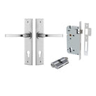 Door Lever Annecy Chamfered Euro Pair Brushed Chrome CTC85mm L117xP65mm BPH240xW50mm Mortice Lock Euro Brushed Chrome CTC85mm Backset 60mm, Euro Cylinder Dual Function 5 Pin Brushed Chrome 65mm KA4 in Brushed Chrome
