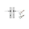 Door Lever Annecy Chamfered Privacy Brushed Chrome CTC85mm L117xP65mm BPH240xW50mm Privacy Kit Tube Latch Split Cam 'T' Striker Brushed Chrome Backset 60mm, Privacy Bolt Round Bolt Brushed Chrome Backset 60mm in Brushed Chrome