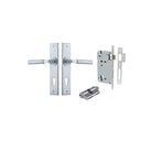 Door Lever Berlin Chamfered Euro Pair Brushed Chrome CTC85mm L120xP59mm BPH240xW50mm Mortice Lock Euro Brushed Chrome CTC85mm Backset 60mm, Euro Cylinder Dual Function 5 Pin Brushed Chrome 65mm KA4 in Brushed Chrome