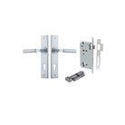 Door Lever Berlin Chamfered Euro Pair Brushed Chrome CTC85mm L120xP59mm BPH240xW50mm Mortice Lock Euro Brushed Chrome CTC85mm Backset 60mm, Euro Cylinder Key Thumb 5 Pin Brushed Chrome 65mm KA4 in Brushed Chrome
