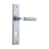 Door Lever Brunswick Chamfered Euro Brushed Chrome CTC85mm H240xW50xP60mm in Brushed Chrome