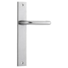Door Lever Oslo Return Rectangular Brushed Chrome L118xP54mm BPH240xW38mm Passage Kit, Tube Latch Split Cam 'T' Striker Brushed Chrome Backset 60mm in Brushed Chrome