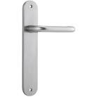Door Lever Oslo Oval Latch Brushed Chrome H230xW40xP57mm in Brushed Chrome