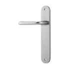 Door Lever Oslo Return Oval Latch Left Hand Fixed Brushed Chrome L118xP54mm BPH240xW40mm in Brushed Chrome