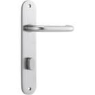 Door Lever Oslo Oval Privacy Brushed Chrome CTC85mm H230xW40xP57mm in Brushed Chrome