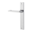 Door Lever Baltimore Return Rectangular Latch Left Hand Fixed Brushed Chrome L128xP54mm BPH240xW38mm in Brushed Chrome