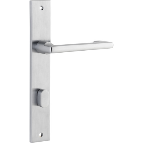 Door Lever Baltimore Return Rectangular Privacy Pair Brushed Chrome CTC85mm H240xW38xP58mm in Brushed Chrome